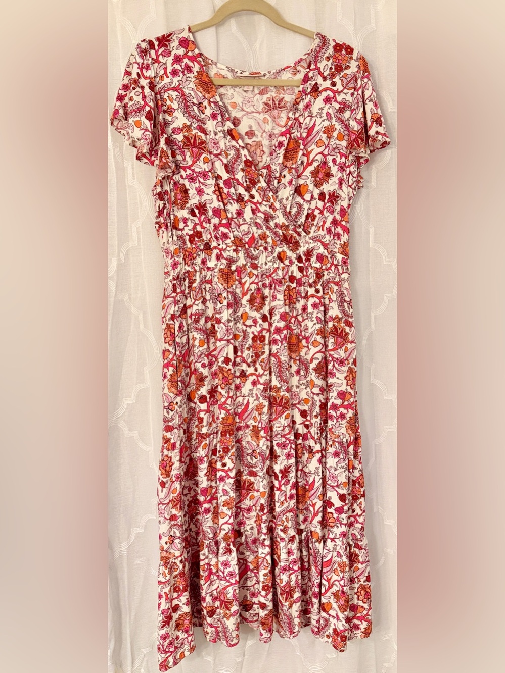 Knox Rose Floral Boho Midi Dress Size Large